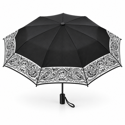 Black Paisley Manual Folding Umbrella