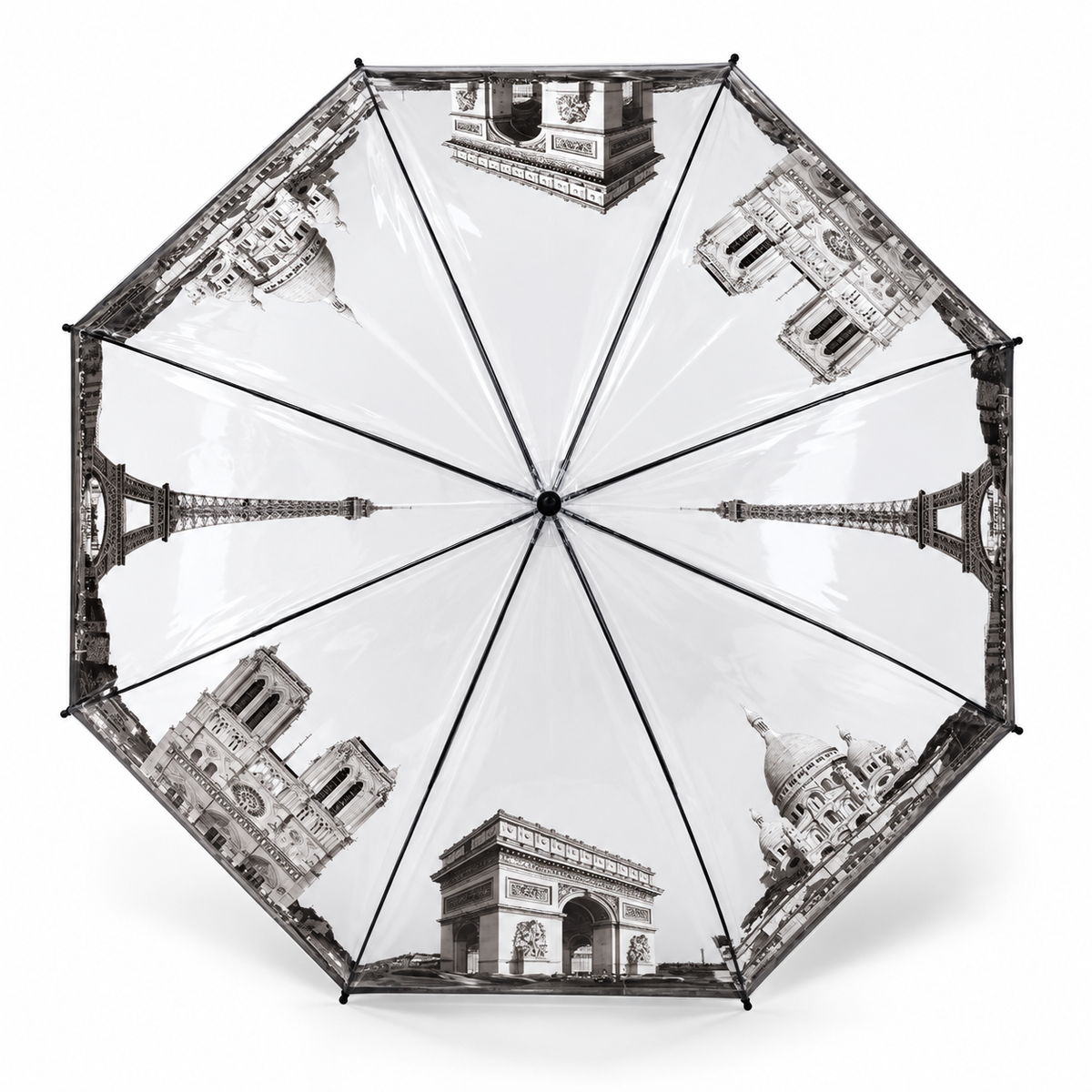 Transparent Digital Print Long-Handle Umbrella