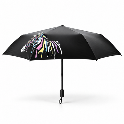 Black Water-Color-Changing Zebra Folding Umbrella