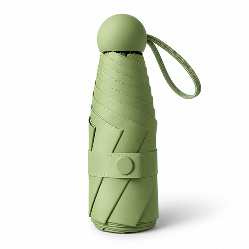 Matcha Green 6-Rib Standard Black-Coated Capsule Umbrella
