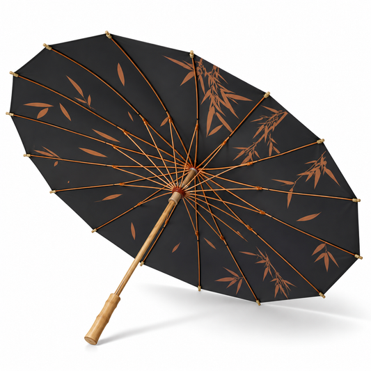 Bamboo-Joint Handle Black-Coated Manual Umbrella – Bamboo Path