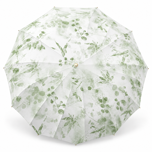 Manual 16 Double-Rib Ink-Dyed Green Maple – Outer Print Umbrella